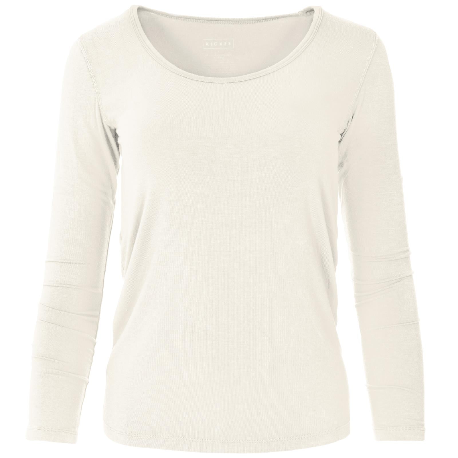 Long Sleeve Scoop Neck Tee in Natural