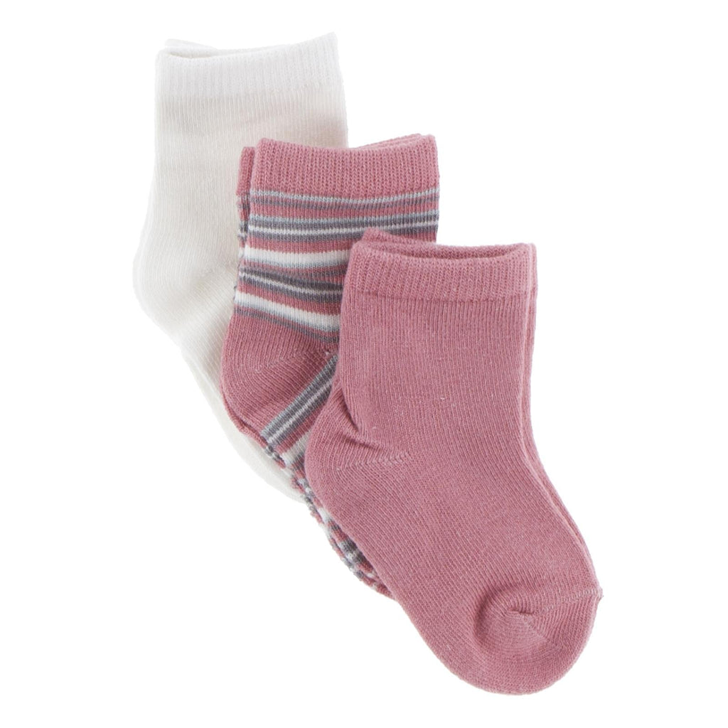 Socks (Set of 3) in Desert Rose, India Dawn Stripe and Natural