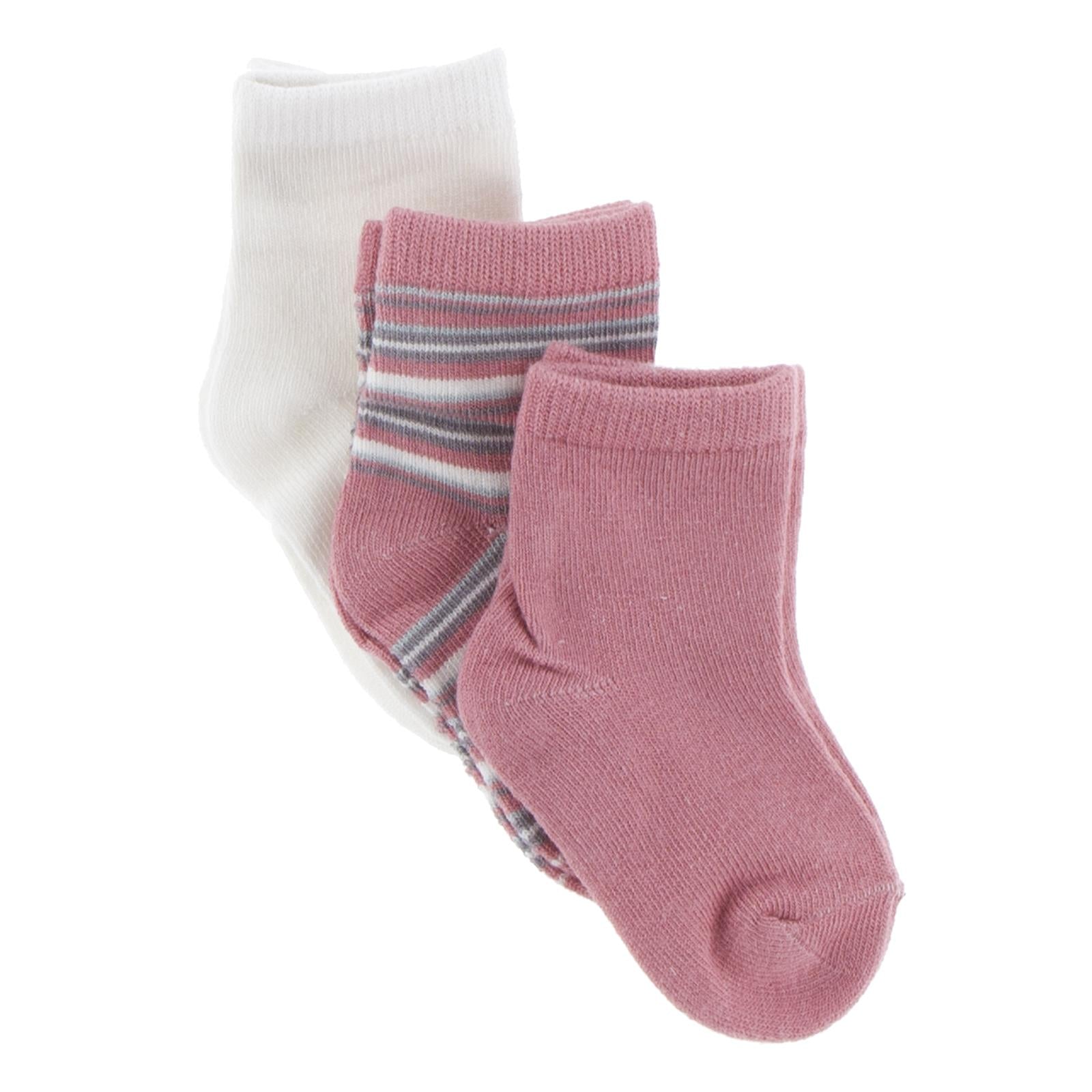 Socks (Set of 3) in Desert Rose, India Dawn Stripe and Natural