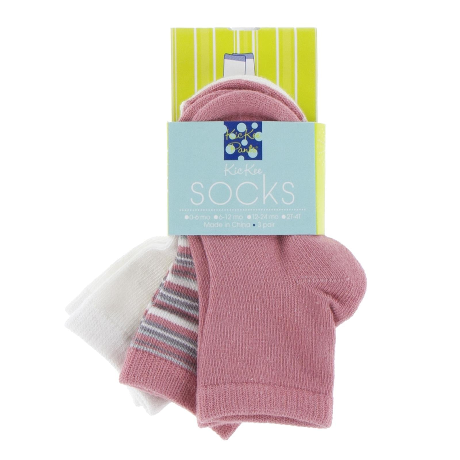 Socks (Set of 3) in Desert Rose, India Dawn Stripe and Natural