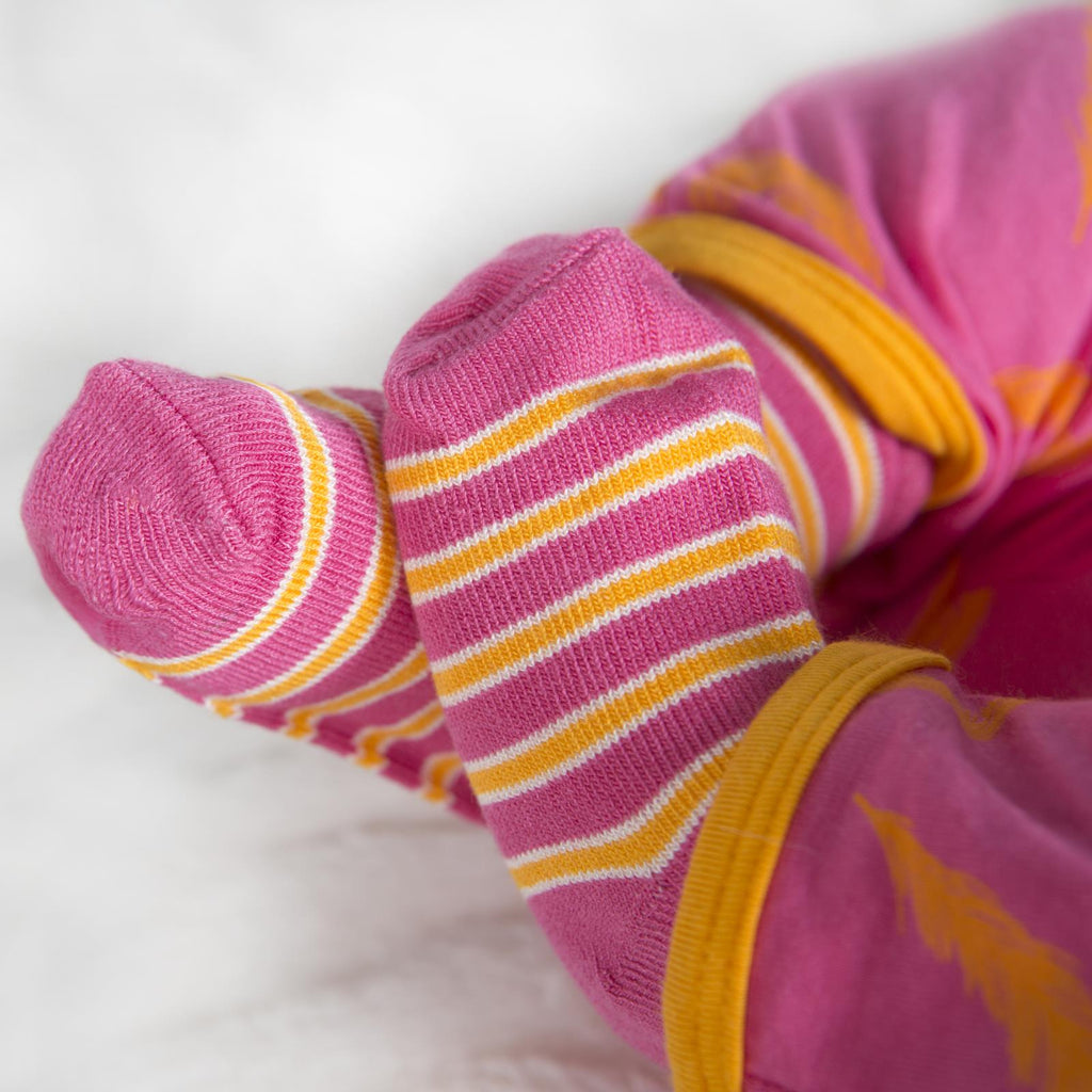 Socks (Set of 3) in Tamarin, Flamingo Brazil Stripe & Flamingo