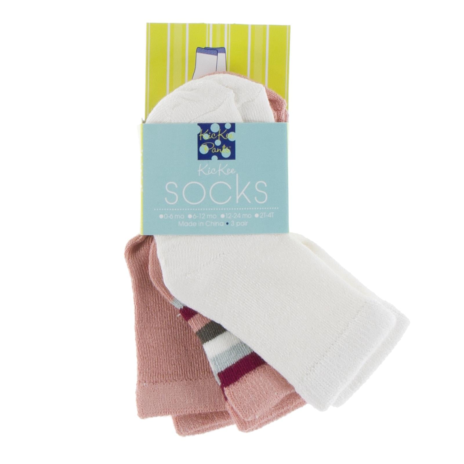 Socks (Set of 3) in Blush, Geology Stripe and Natural