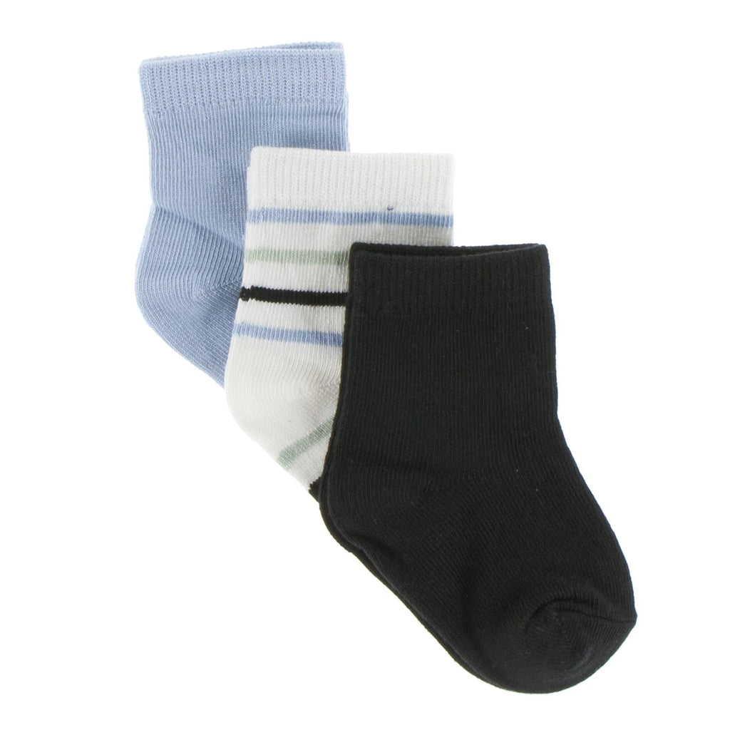 Socks (Set of 3) in Spring Sky, Tuscan Afternoon Stripe and Zebra
