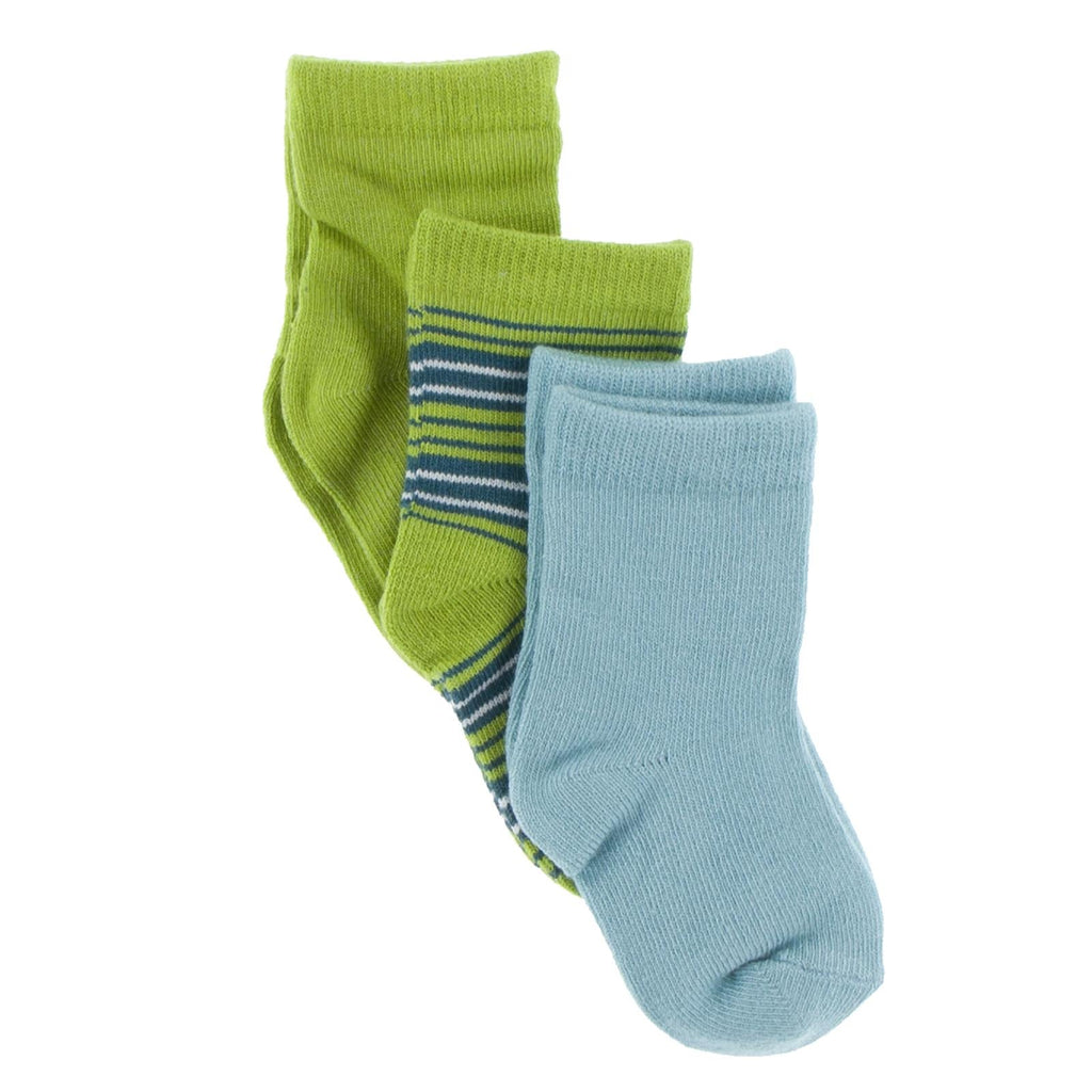 Socks (Set of 3) in Glacier, Cancun Glass Stripe & Meadow
