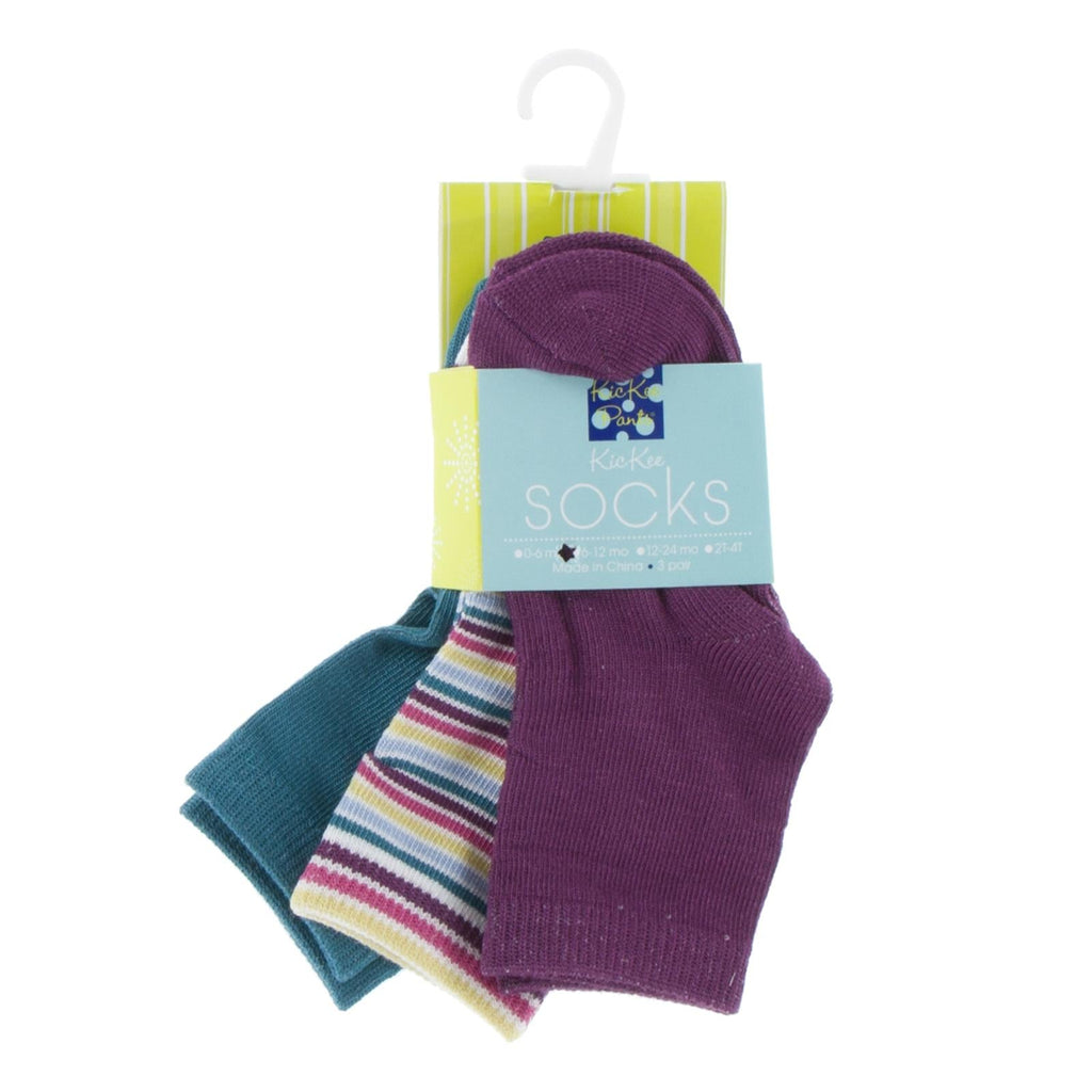 Girl Socks (Set of 3) in Seagrass, Girl Perth Stripe, & Starfish