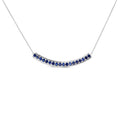 .925 Sterling Silver Diamond Accent and Round Blue Sapphire Gemstone Necklace