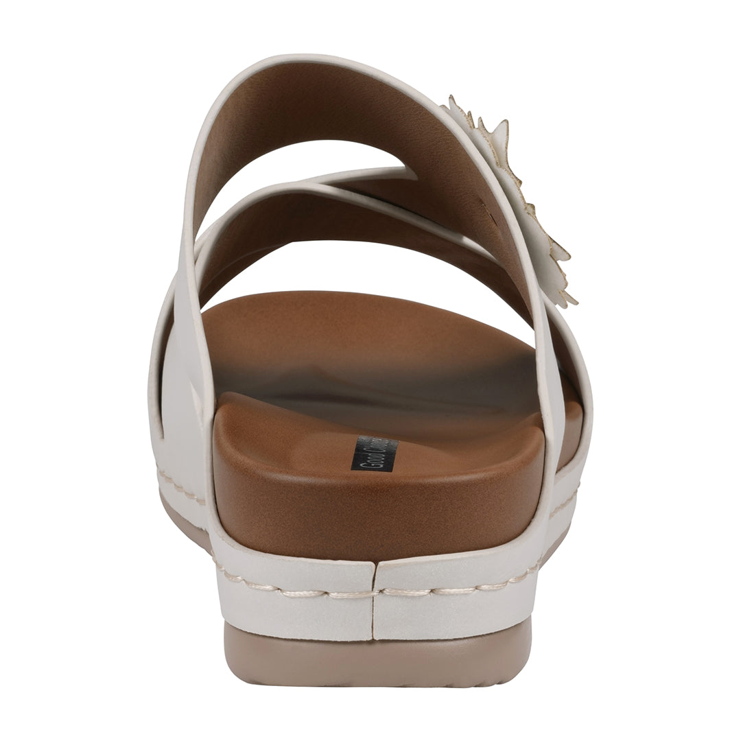Women's Nessie White Flower Comfort Sandals Crisscross Slip-On - Image 4