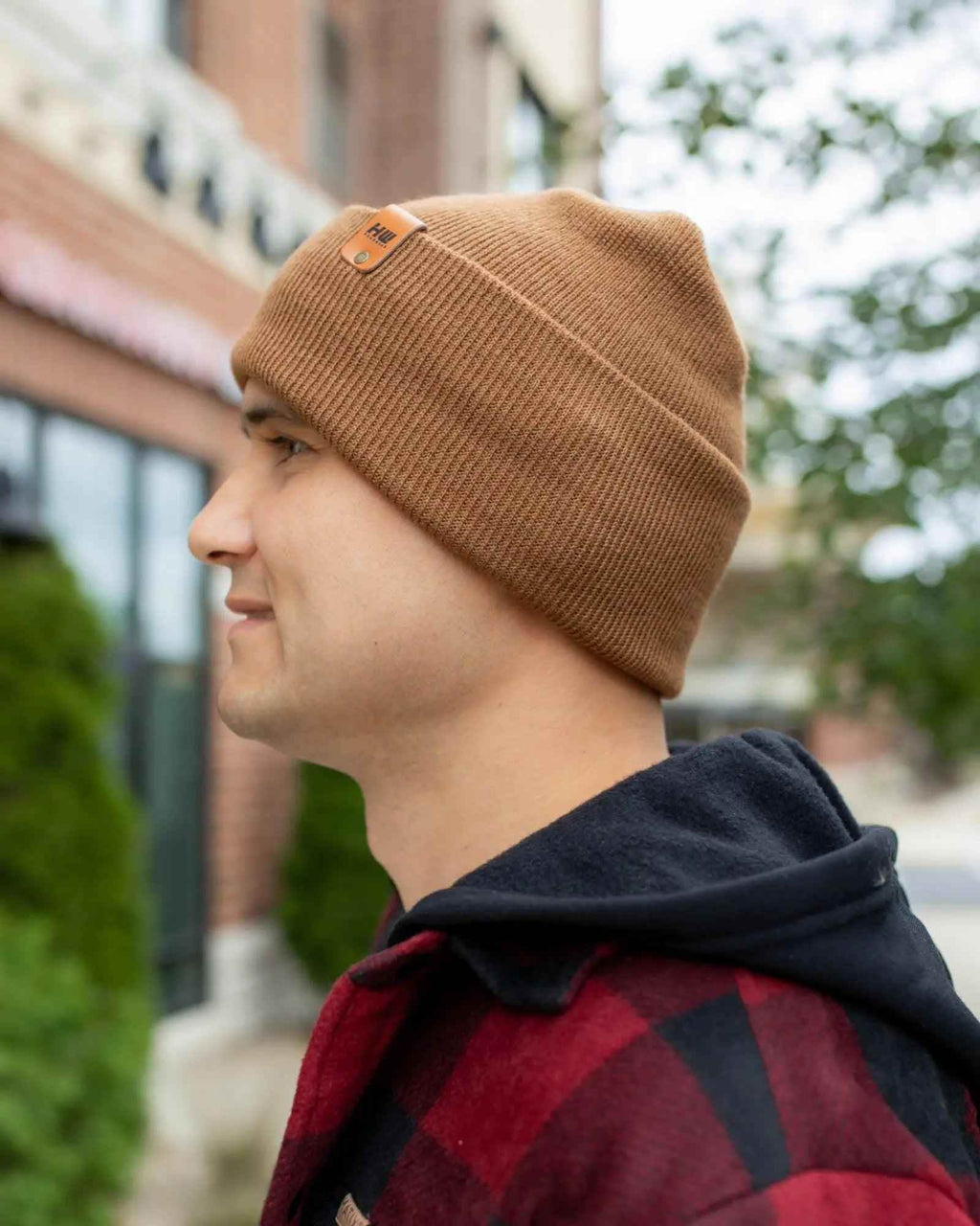 HAAKWEAR H-Stitch Cuffed Beanie - Patented Design, Made in USA - Camel Brown