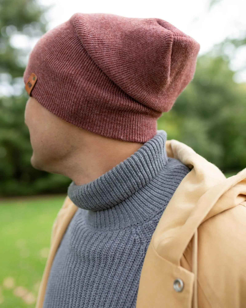 HAAKWEAR H-Stitch Cuffed Beanie - NEW Designed and Made in USA (Patented Design) - Rusty Burgundy