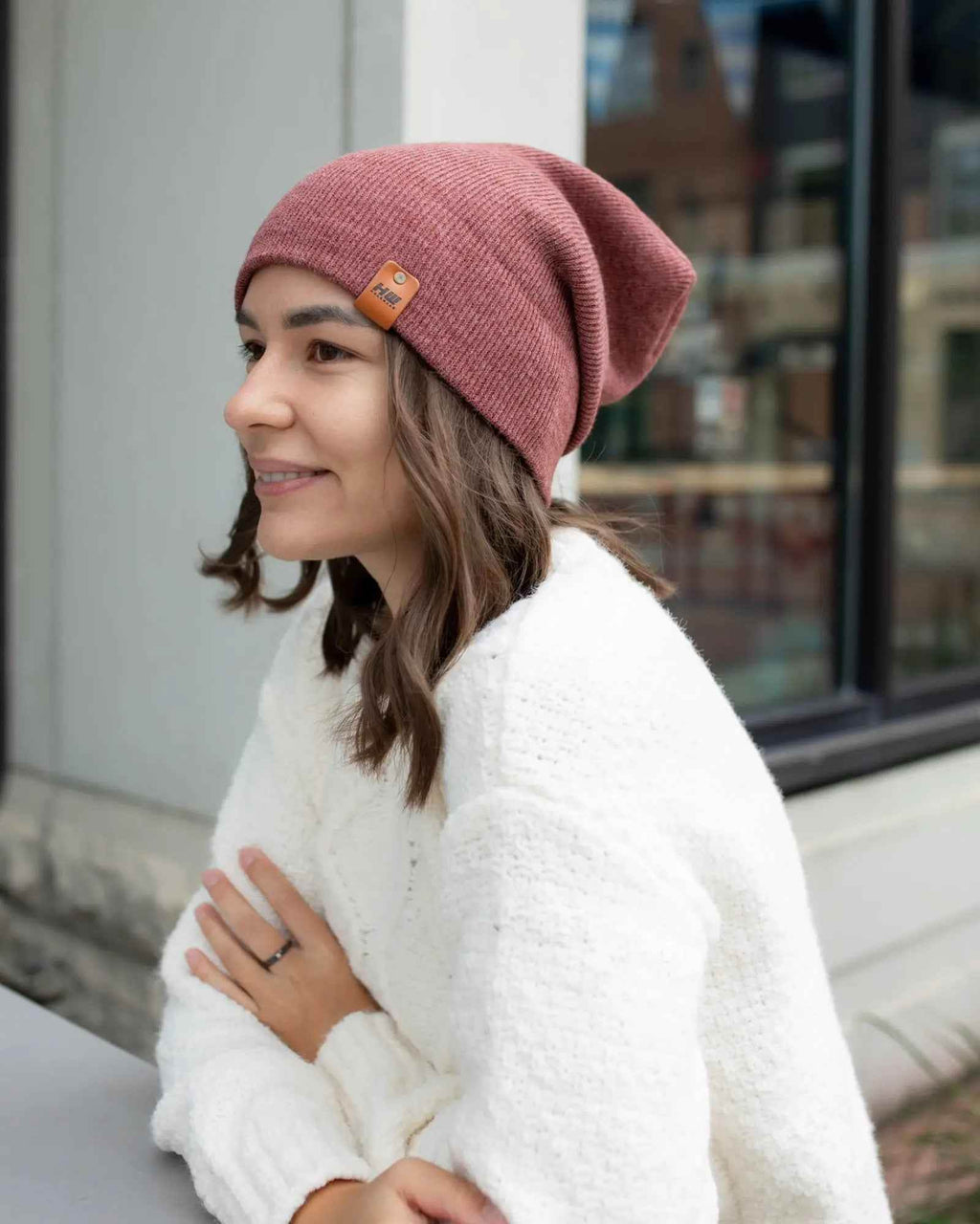 HAAKWEAR H-Stitch Cuffed Beanie - NEW Designed and Made in USA (Patented Design) - Rusty Burgundy