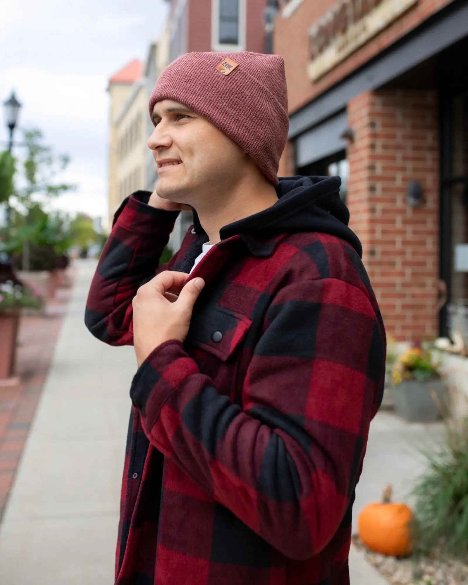 HAAKWEAR H-Stitch Cuffed Beanie - NEW Designed and Made in USA (Patented Design) - Rusty Burgundy