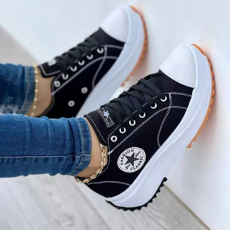 Women's High Top Canvas Sneakers with Unique T-Strap Detail - Image 50