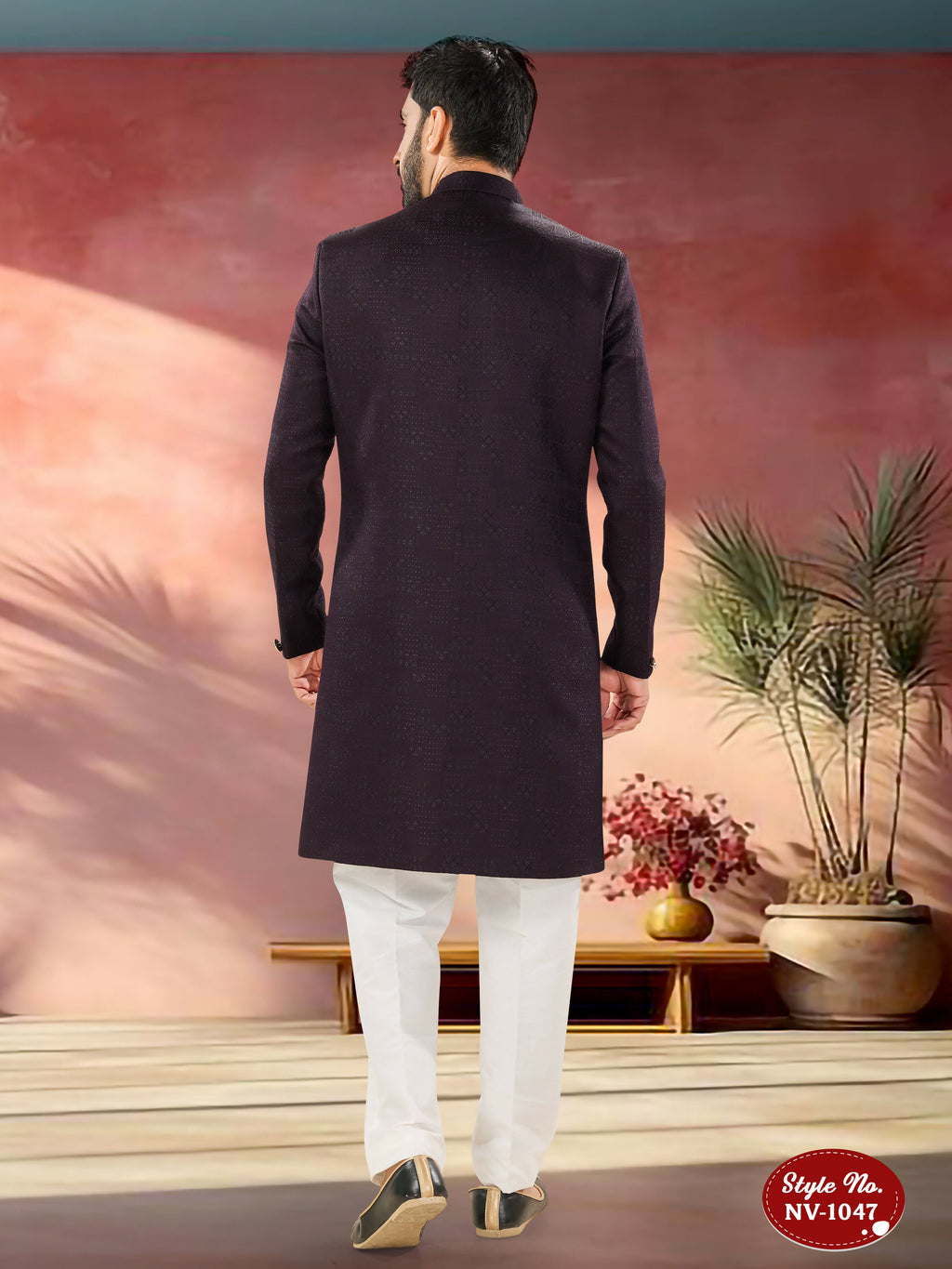Men's Purple Straight Indo-Western Kurta Set in Imported TR Fabric