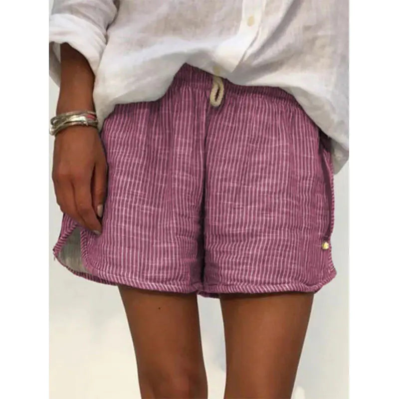 Striped Print Elastic Waist Slimming Wide Leg Shorts