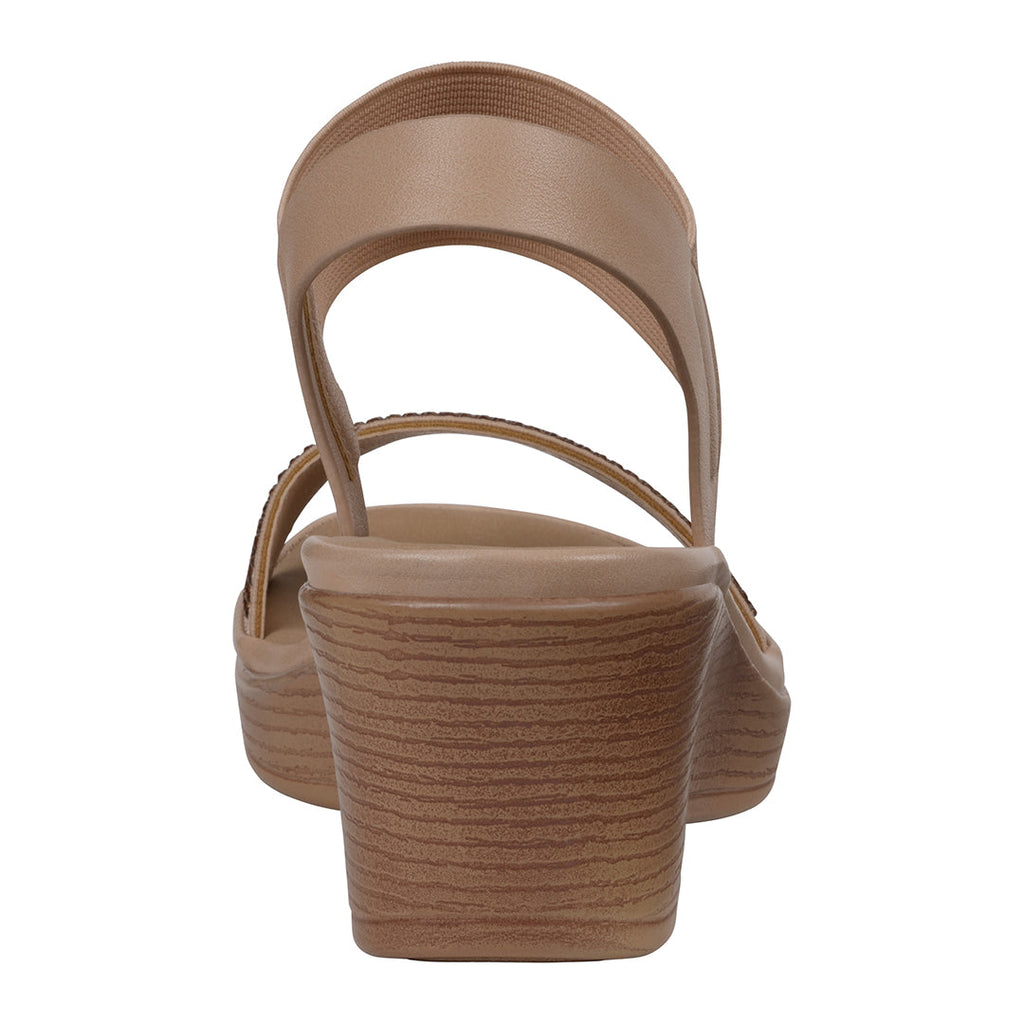 Nia Natural Embellished Elastic Wedge Sandals - Image 4