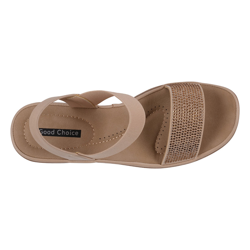 Nia Natural Embellished Elastic Wedge Sandals - Image 3