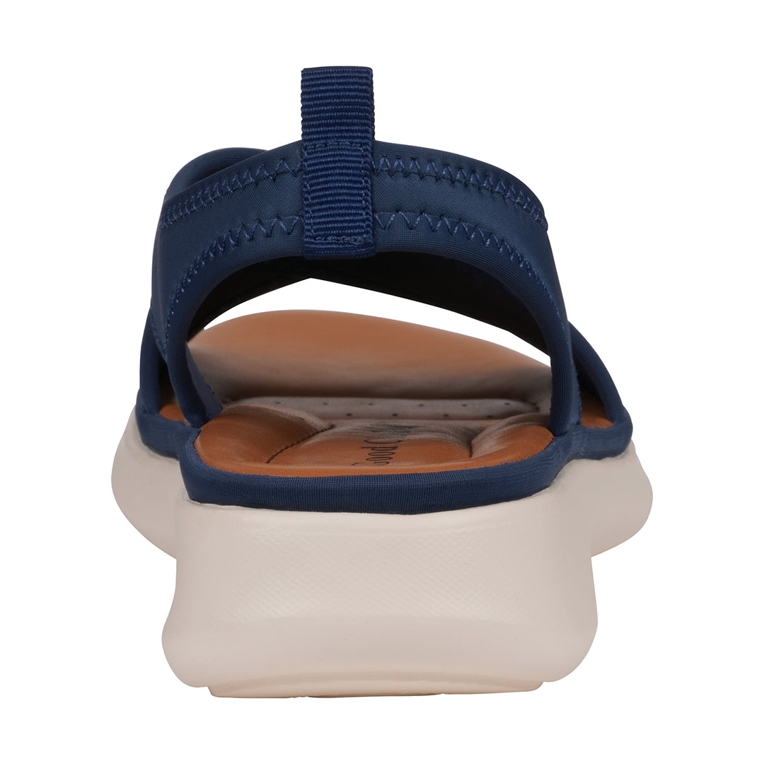 Women's Nixie Navy Stretch Lycra Wedge Sandals - Comfy Fit