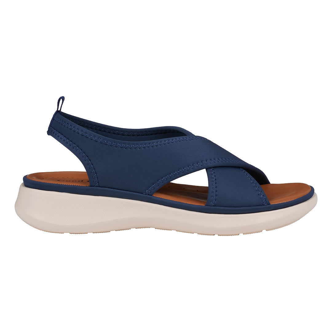 Women's Nixie Navy Stretch Lycra Wedge Sandals - Comfy Fit
