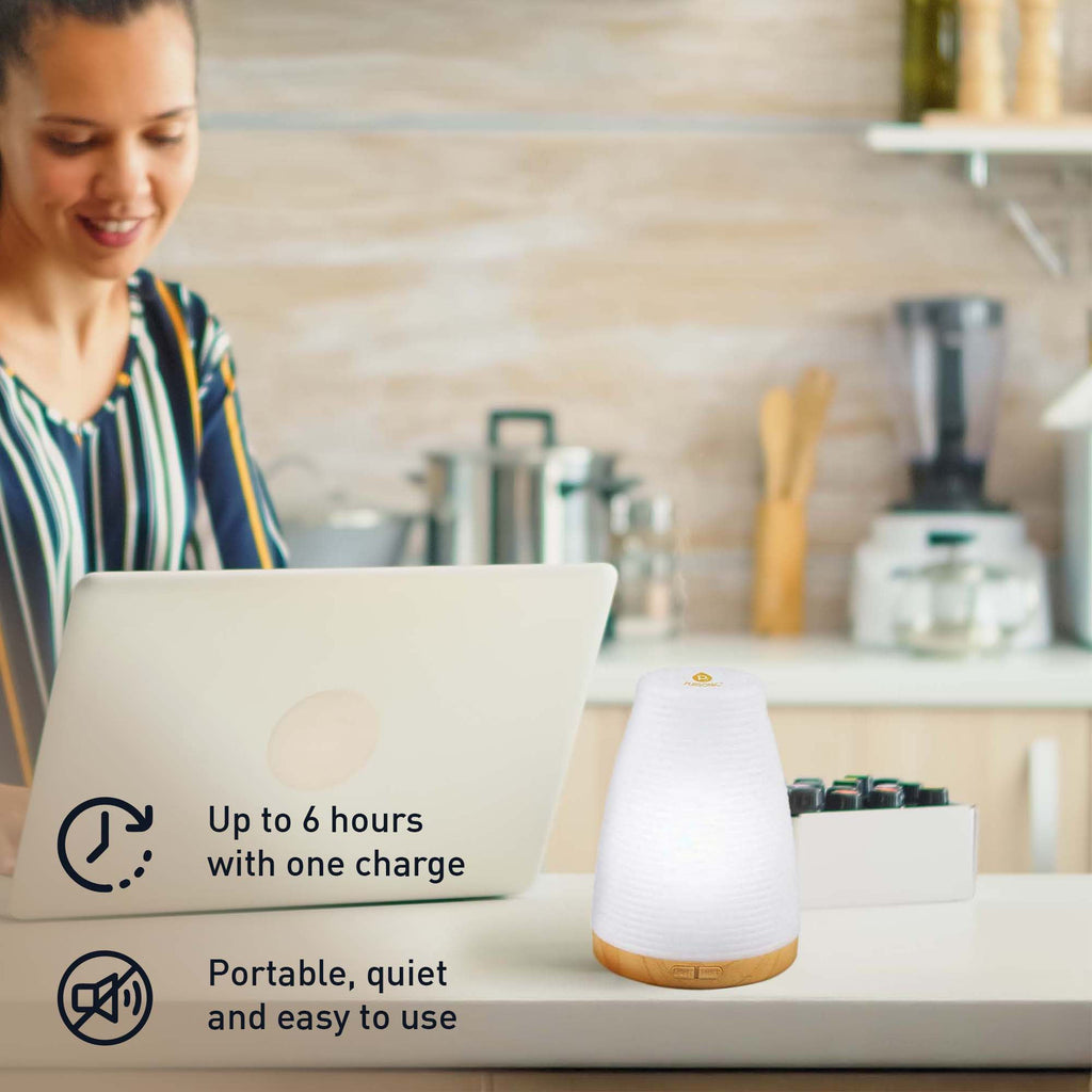 Pursonic Essential Oils Wellness Bundle – Includes Lava Stone Bracelet, 2-in-1 USB Diffuser, and 6-Pack of 100% Pure Aromatherapy Oils