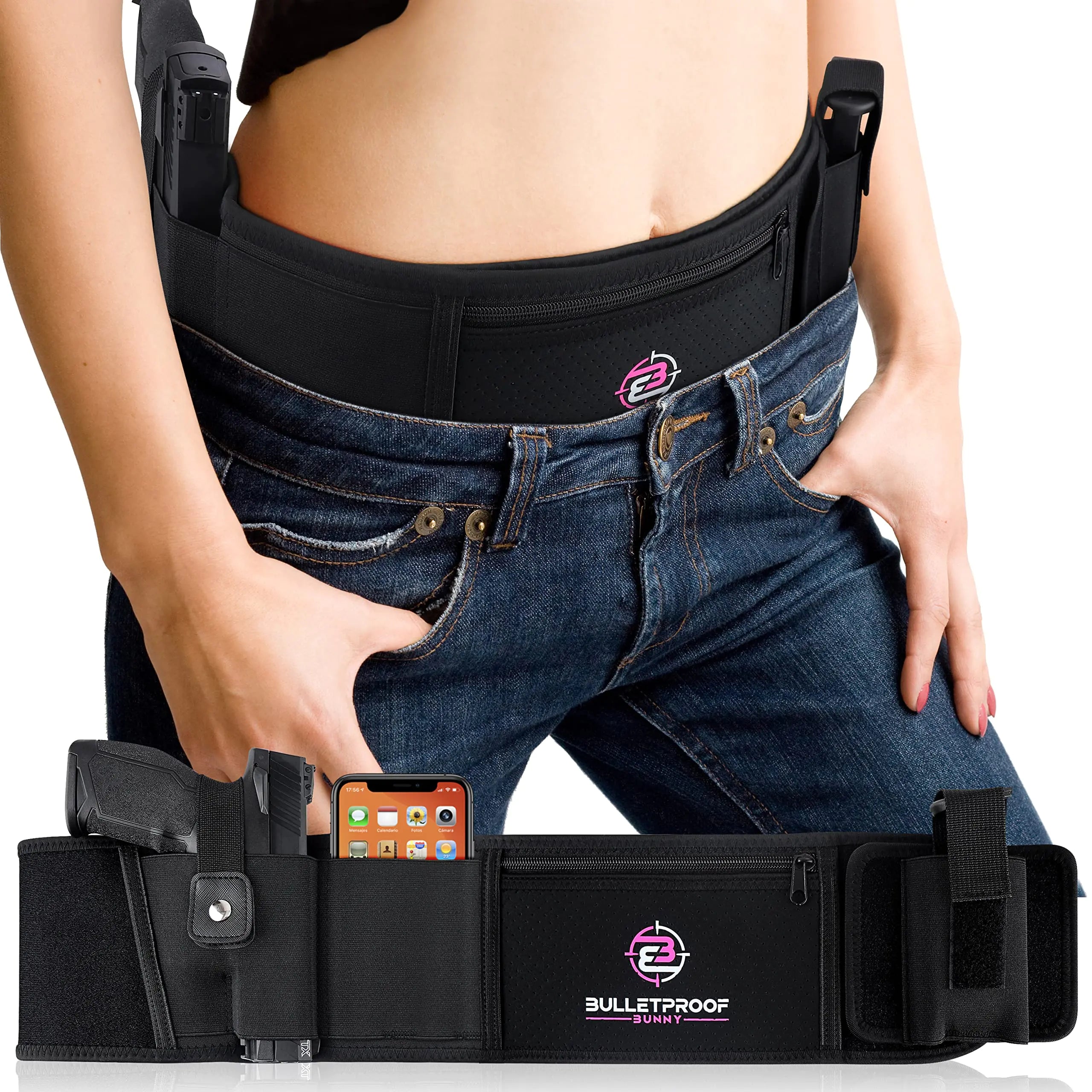 Belly Band Holster for Concealed Carry - Gun Holster for Women - Fits Glock Smith Wesson Taurus Ruger Sig and More -Breathable Neoprene Waistband Holster for Most Pistols and Revolvers