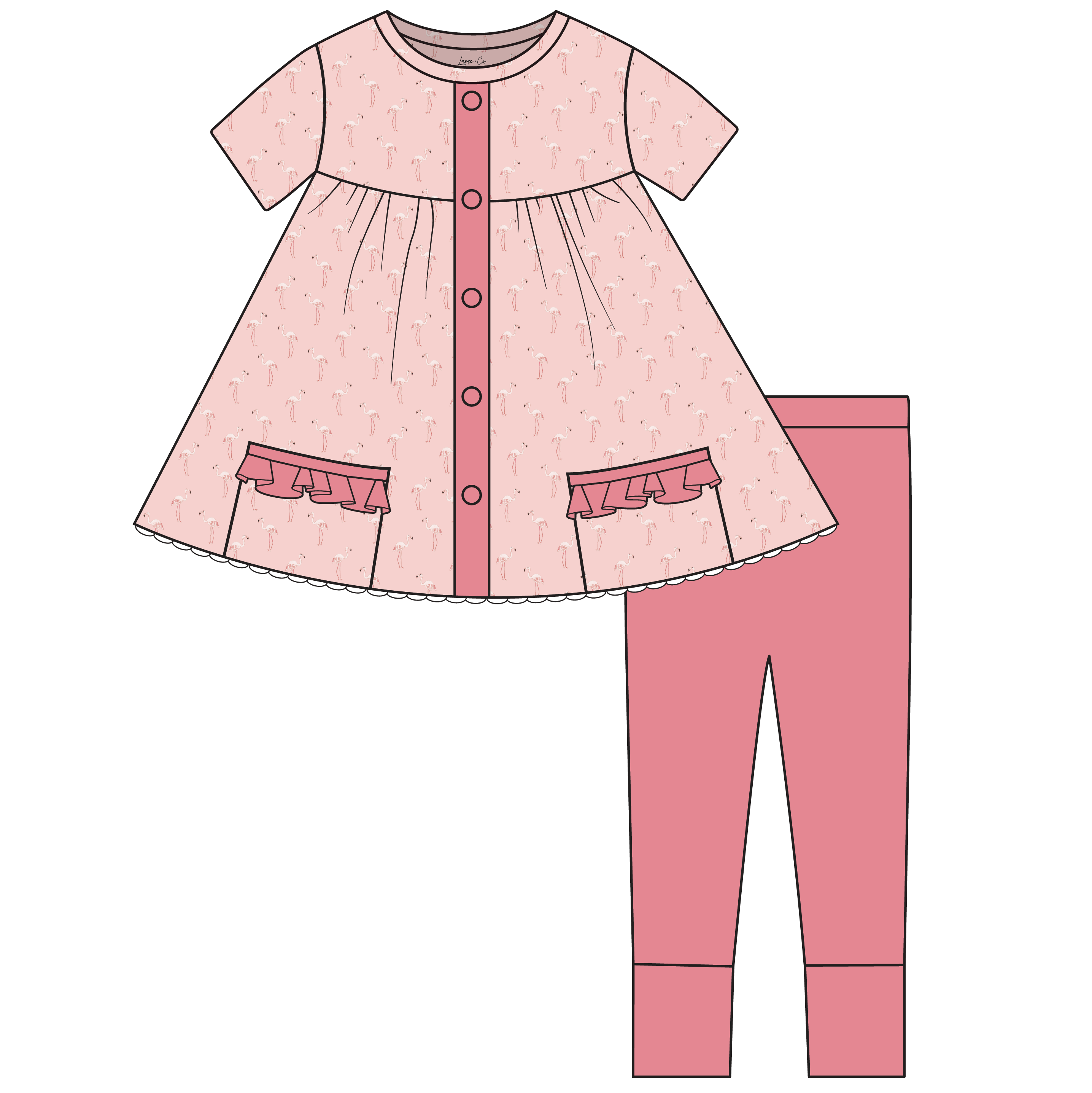 Nora Flamingos Short Sleeve Tunic + Legging Set (Pre-Order)