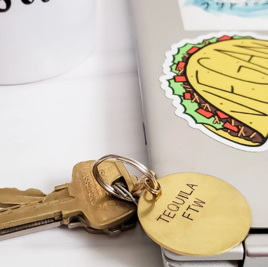 NOT TODAY SATAN  Brass Keychain