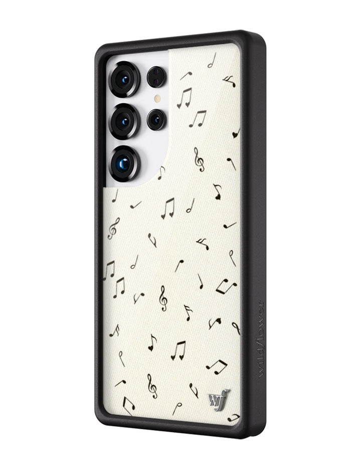 Love Notes Samsung Galaxy Case with Cream and Black Music Print - Image 2