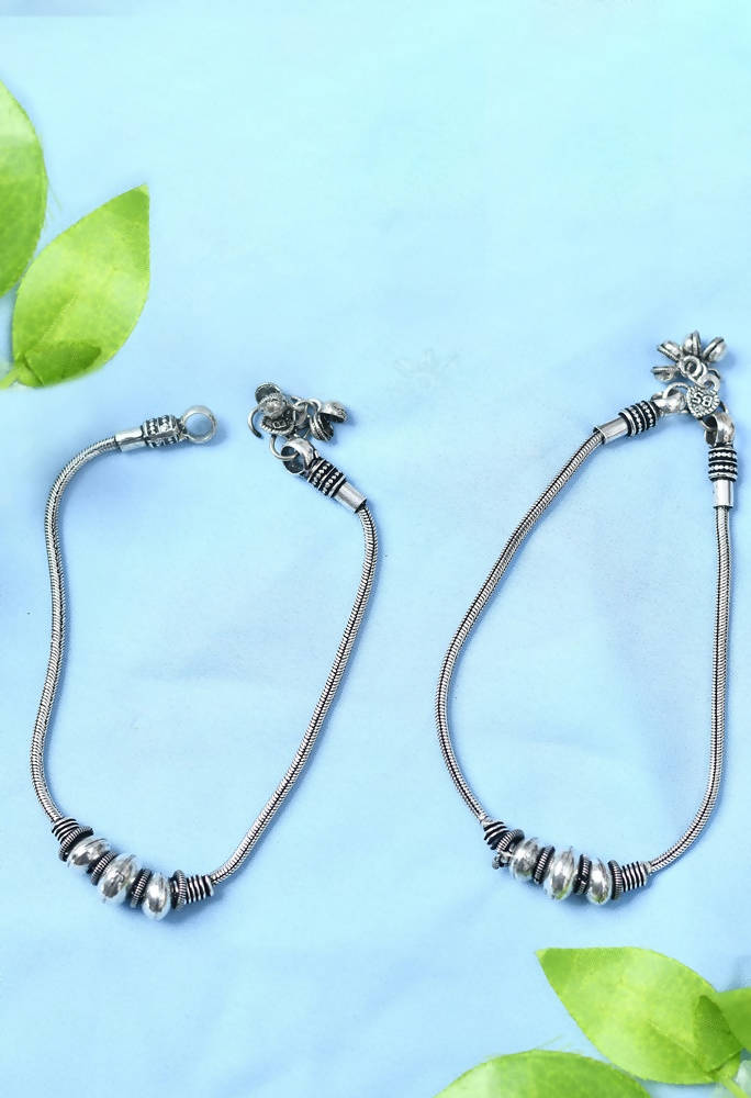 Oxidised Silver Party Wear Anklet for Festive Occasions