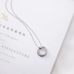 Circle Sparkling Diamond Earrings and Necklace Set