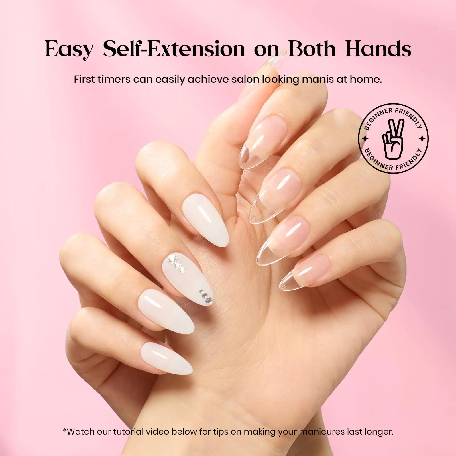 Beetles Gel Nail Kit 600Pcs Medium Almond Nail Tips with Milky White Gel Polish Top Coat, 15 Sizes Soft Clear Gel Nail Tips 5 In 1 Nail Glue Uv Nail Lamp for Nail Extension DIY Nail Salon Gift for Her B-Medium Almond 600pcs(Gel Polish & Top Coat）