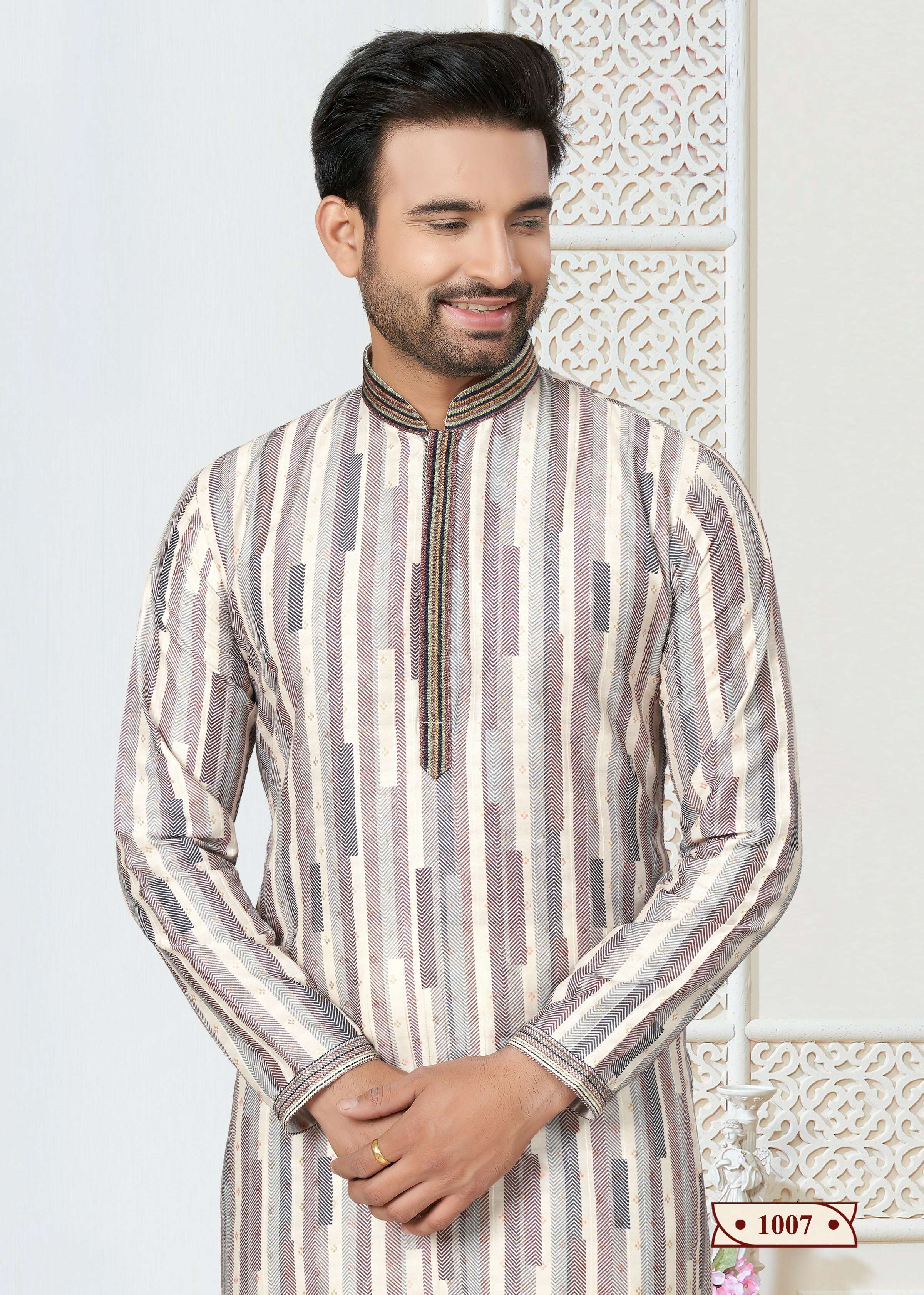 Boys Multicolor Cotton Printed Kurta Pyjama Set - Festive Ethnic Wear