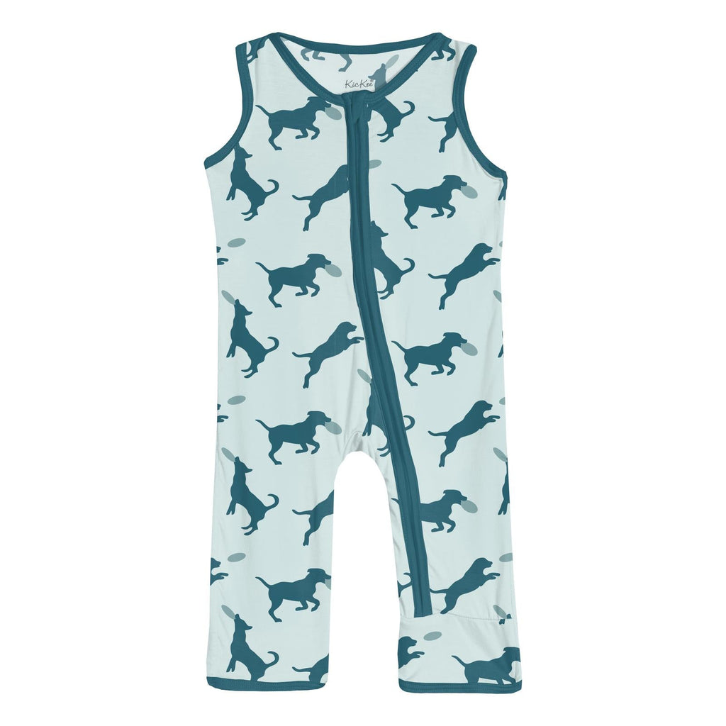 Print Finn Zip Tank Romper in Fresh Air Frisbee Labs