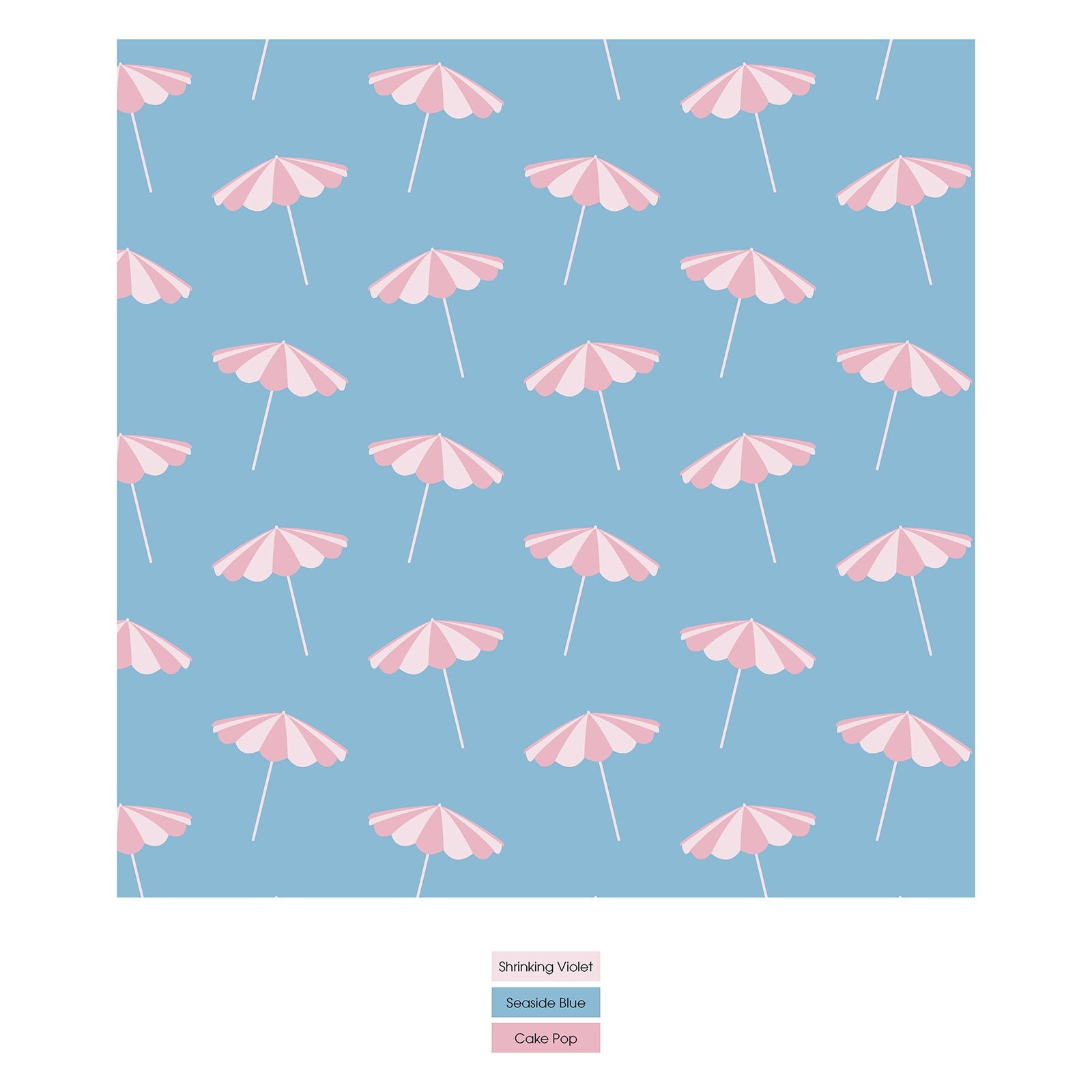 Print Coverall with 2 Way Zipper in Seaside Blue Beach Umbrellas