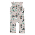 Print Finn Zip Tank Romper in Latte Golf