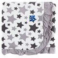 Print Ruffle Stroller Blanket in Feather/Rain Stars