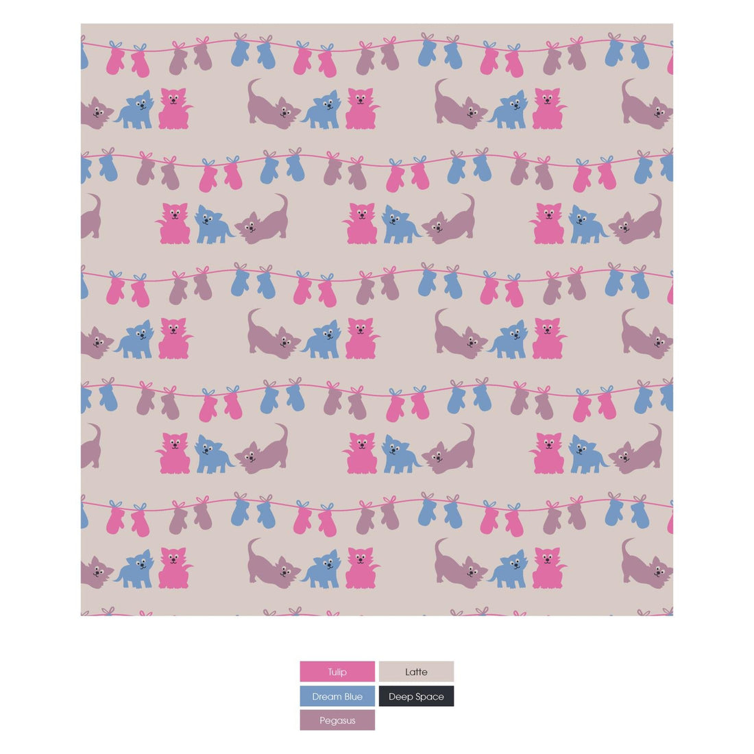 Print Convertible Sleeper with Zipper in Latte 3 Little Kittens