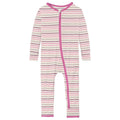 Print Coverall with 2 Way Zipper in Whimsical Stripe