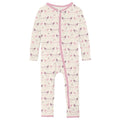 Print Coverall with 2 Way Zipper in Natural Bird Banner