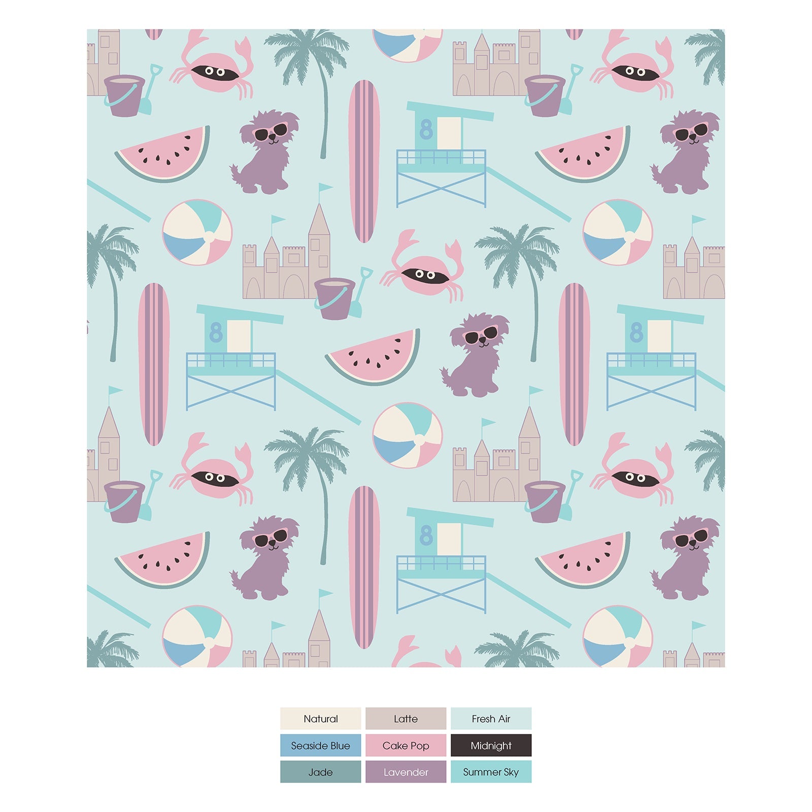 Print Convertible Sleeper with Zipper in Fresh Air Beach Day