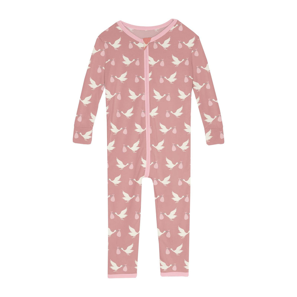 Print Convertible Sleeper with Zipper in Blush Stork