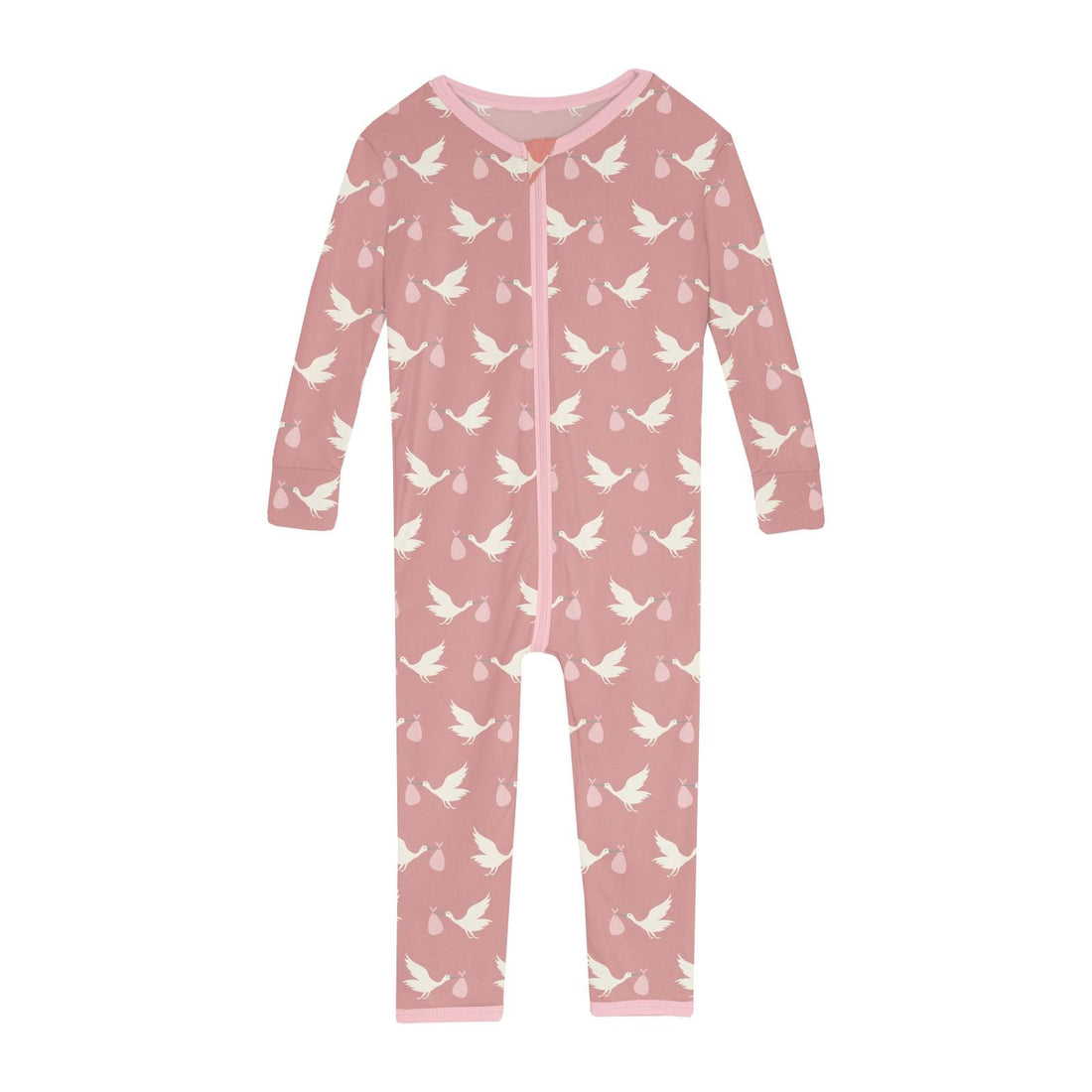 Print Convertible Sleeper with Zipper in Blush Stork
