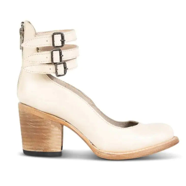 Women's Triple Buckle Ankle Strap Block Heel Shoes