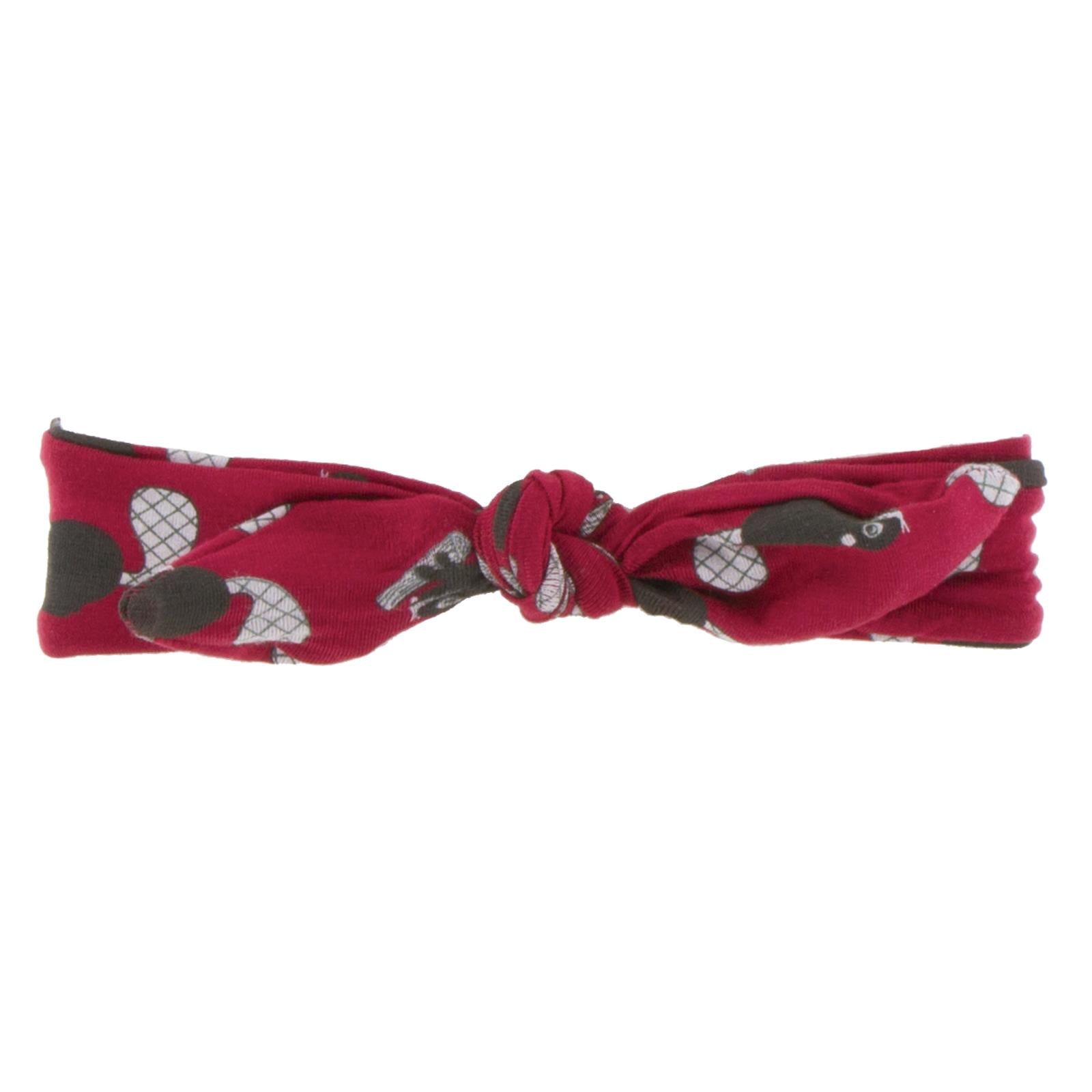 Print Bow Headband in Crimson Busy Beaver