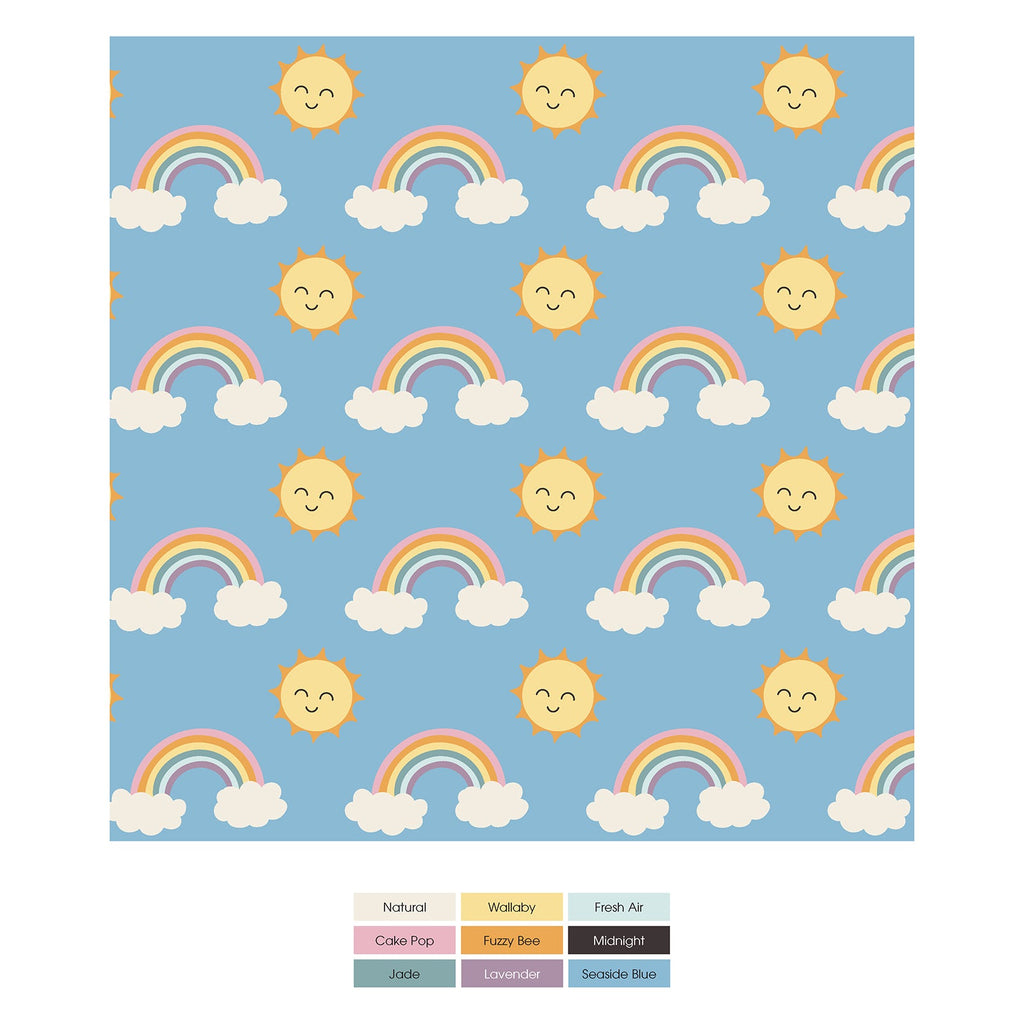 Print Coverall with 2 Way Zipper in Sunshine and Rainbows