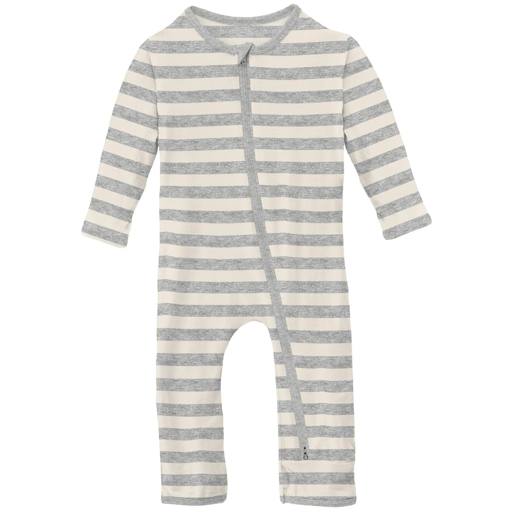Print Coverall with 2 Way Zipper in Heathered Mist Sweet Stripe