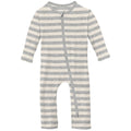 Print Coverall with 2 Way Zipper in Heathered Mist Sweet Stripe
