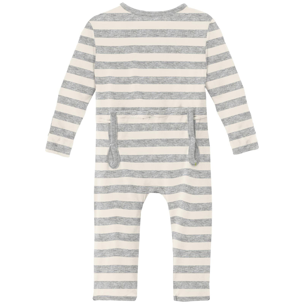 Print Coverall with 2 Way Zipper in Heathered Mist Sweet Stripe