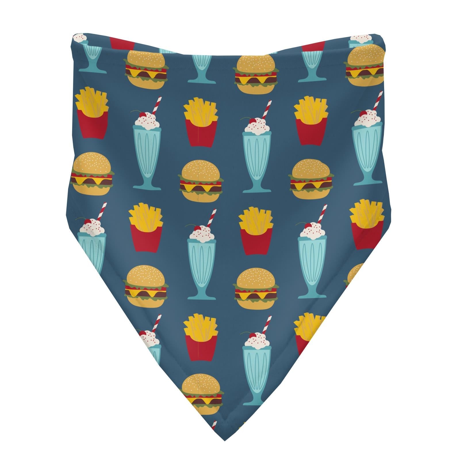 Print Bandana Bib Set of 3 in Deep Sea Cheeseburger, Summer Sky Bowling & Cruisin' Stripe