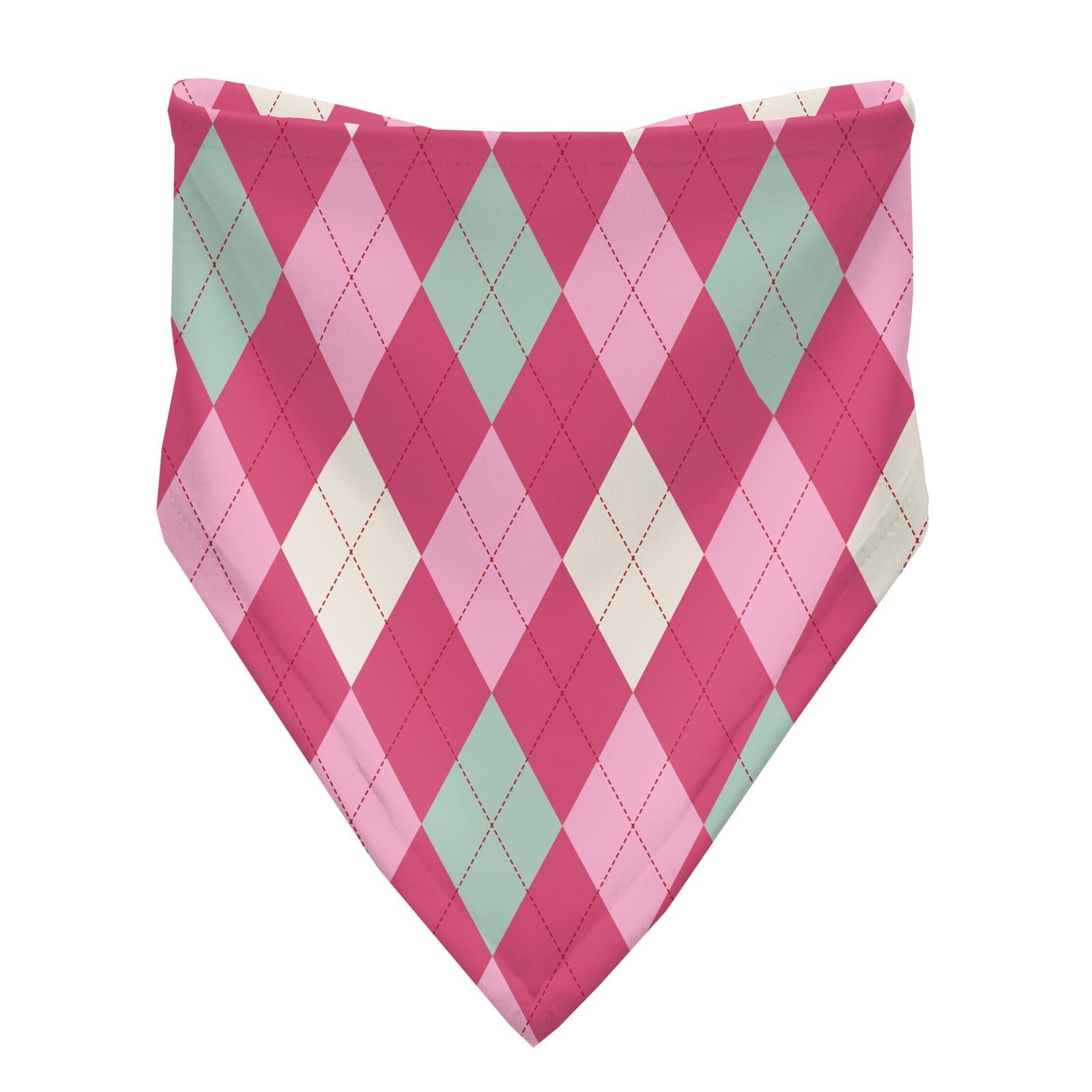 Print Bandana Bib in Flamingo Argyle