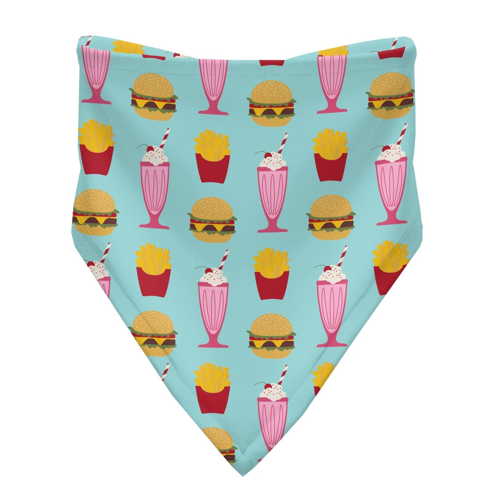 Print Bandana Bib Set of 3 in Pistachio Roller Skates, Summer Sky Cheeseburger & Sock Hop Stripe
